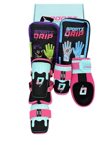 Sportz Drip Premium Player Pack. Includes 2 Premium Pairs of Batting Gloves, Leg and Elbow Guard Combo, and Sliding Mitt (Youth Small/Medium)