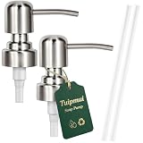 Tuipmui Soap Dispenser Pump Replacement, Kitchen and Bathroom Soap Pump Replacement, Reusable 304 Stainless Steel Hand Soap Pump, Shampoo and hand soap pump, Standard Diameter 28/400 Neck Size (2 PCS)