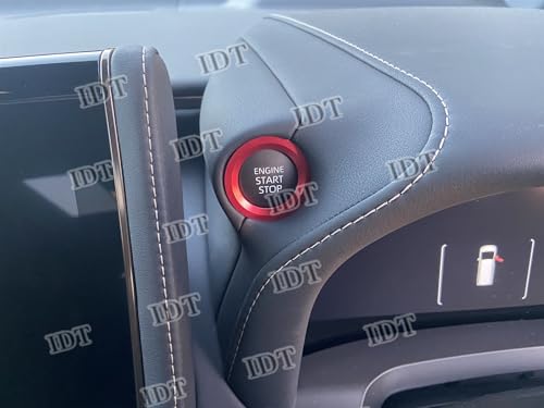 IDT 40系 アルファード パーツ アルミエンジンボタンリング ガーニッシュ インテリパネル 簡単取り付け 内装 モール カスタム パーツ カバー ミニウエス付 (レッド)