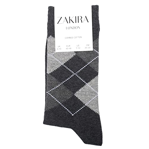 ZAKIRA Finest Combed Cotton Argyle Dress Socks for Men, Women3