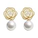 MISASHA Celebrity Designer Camellia Rhinestone Stud Earrings