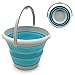 SAMMART 10L (2.6 Gallon) Collapsible Plastic Bucket - Foldable Round Tub - Portable Fishing Water Pail - Space Saving Outdoor Waterpot, size 33cm dia (1, Bright Blue)