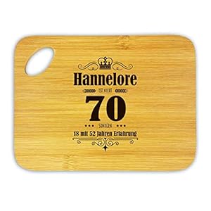Vesperbrettchen aus Bambus zum 70. Geburtstag Hannelore (BZW. Wunschname) ist n