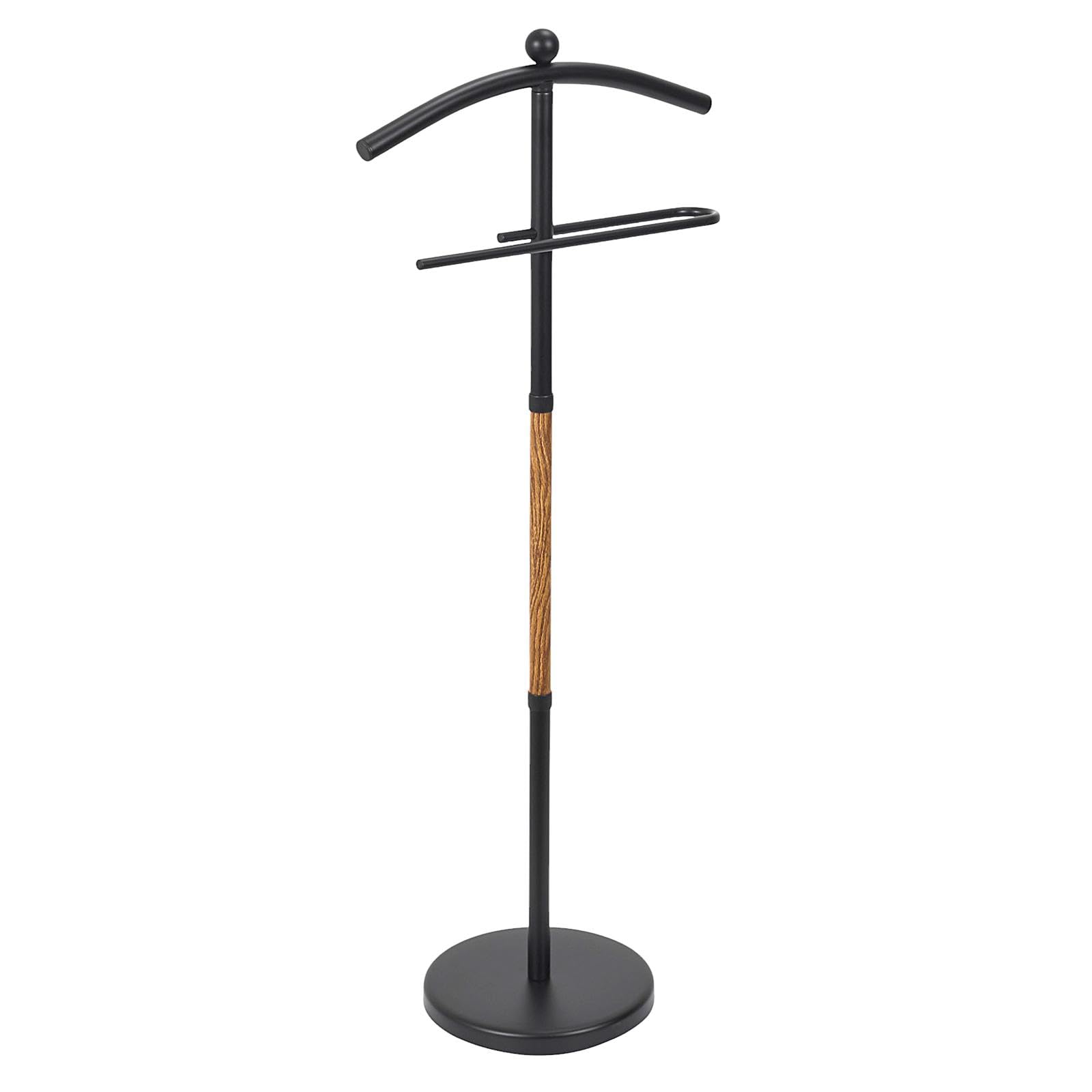 Valet de Nuit Effet Bois Rangement Vêtements Noir | Plastique, valet de nuit effet bois, rangement pratique, vêtements et accessoires, chambre, 45x109x26 cm, noir
