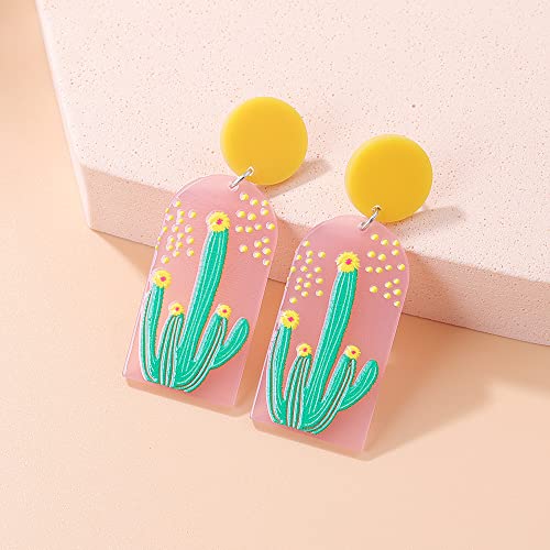5 Pairs Acrylic Earrings Set Resin Earrings Long Geometric Square Circle Flower Moon Bohemia Statement Dangle Earring Studs For Girls/Women #TOP5
