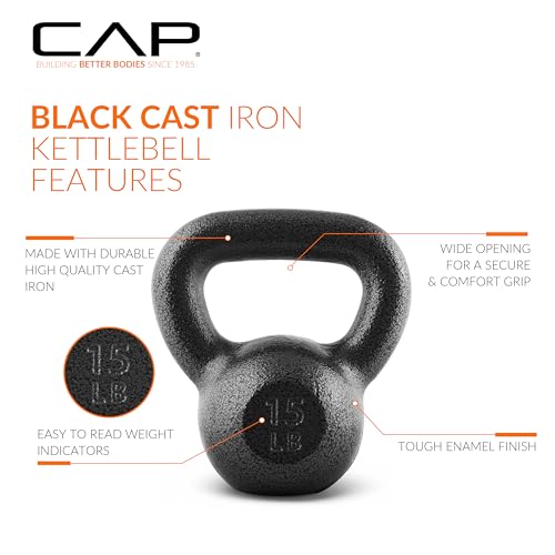 CAP Barbell Black Cast Iron Kettlebell | 15 Pounds by CAP Barbell - Image 3
