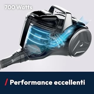 Hoover Aspirapolvere a traino senza sacco potente e compatto HP1 per tappeti, pavimenti duri e delicati, Leggero e con filo, Contenitore 2L, Spazzola Parquet, Raggio d'azione 7,5 m [HPZ107HM]