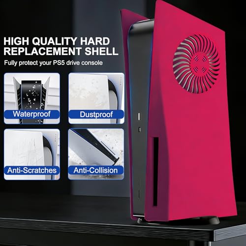 Faceplate Cover for PS5 Disc Edition with Cooling Vent, Replacement Side Plate Shell Accessories for PS5 Disc Console Face Plate, ABS Hard Anti-Scratch Dustproof Case for PlayStation 5 2020, Red by Crotrain - Image 5