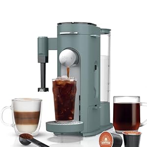 Ninja Pods & Grounds Specialty Single-Serve Coffee Maker, K-Cup Pod Compatible, Built-In Milk Frother, 6-oz. Cup to 24-oz. Travel Mug Sizes, Iced Coffee Maker, 1550 watts, Sage Green, PB051SG