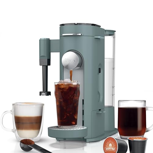 Ninja Pods & Grounds Specialty Single-Serve Coffee Maker, K-Cup Pod Compatible, Built-In Milk Frother, 6-oz. Cup to 24-oz. Travel Mug Sizes, Iced Coffee Maker, 1550 watts, Sage Green, PB051SG by Ninja - Used condition - US$79.95