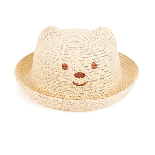 Little Girl Children Summer Straw HatBear Straw Hat Baby Sun Shade Straw Hat Baby Pot Hat3