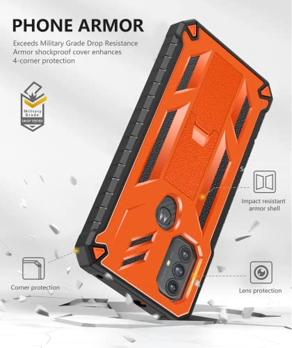 For Motorola Moto G-Power 2022 Case: Protective Rugged G Power Phone Cover With Kickstand | Tpu Shockproof Durable Bumper Textured Matte Hybrid Military Drop Protection Moto G Play 2023 Case - Orange #TOP5