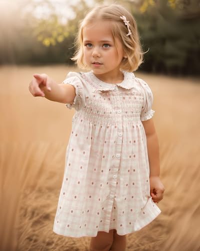 Baby Girls Long Sleeve Smocking Clothing Toddler Fall Floral Smocked Dress Vintage Dresses for Christmas Birthday Holiday2