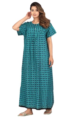 Image of Monique Brand 100% Pure Cotton Nighty for Woman | Floral Gown for Women Night Wear | Cotton Nighty for Women Stylish | Maxi for Women Cotton