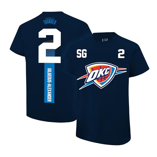 Ultra Game Youth NBA Official Standard Super Soft Fly High Players T-Shirt, Oklahoma City Thunder, Shai Gilgeous, Team Color, 14-16