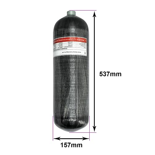 TUXING 6.8L/414ci Carbon Fiber Paintball HPA Air Tank,4500psi PCP Air System Dual Gauge Valve 24-inches High Pressure Hose with Double Quick Diconnect