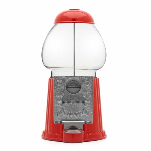 CKB LTD Retro Münze betriebene Kaugummi-Maschine Süßigkeitenspender – Kaugummiautomat Runde Pralinen, Kaugummis, gemischte Snacks, Nüsse, Leckereien, Münzaufbewahrung, Klein H23 cm, rot