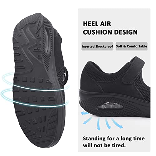 Git-Up Women's Comfortable Working Nurse Shoes Non-Slip Adjustable Breathable Walking Buffer Fitness Casual Nursing Orthotic Lightweight Shoes Arthritis, Diabetes Heel Pain Aa-Black/Us8 #TOP3