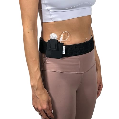 Pumpcases Adjustable Black Insulin Pump Belt – Diabetic Insulin Pump Stretch Band – Waist Belt Insulin Pump Case – Compatible with Mobi – Assembled in The USA (Small)