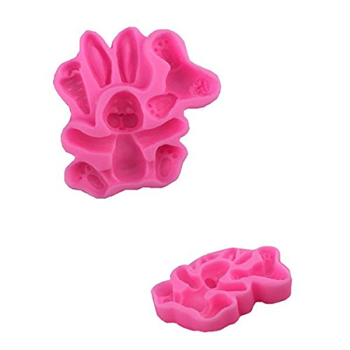 3D Rabbit Easter Bunny Silicone Mould Fondant Cake Baking Molds M116 Cupcake Tools Kitchen Accessories, Red - Image 3