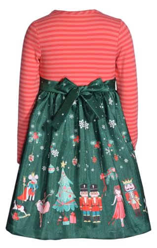 Bonnie Jean Girls 2T-16 Stripe Knit Shantung Nutcracker Christmas Dress2