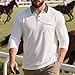 Business Casual Polos for Men, Long Sleeve Casual Active Performance Golf Tennis Dress Collar Shirt Polo Mens Fall Tops Casual Stylish Clothes Polos Manga Larga (L, White)