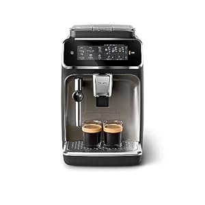 Philips 3300 Series Vollautomatische Espressomaschine – 5 Getränke, Intuitives Touch-Display, Klassischer Milchaufschäumer, SilentBrew, 100% Keramikmahlwerk, AquaClean Filter. Schwarzchrom (EP3326/90)