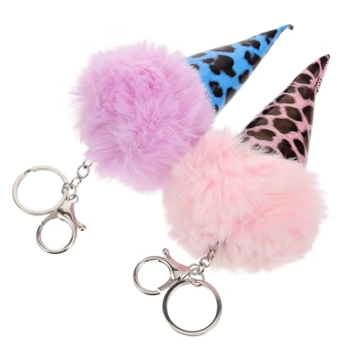 BESTYASH Ice Cone Key Pendant Fluffy Material Cones Keychain Decor Bag Ornament Random Color