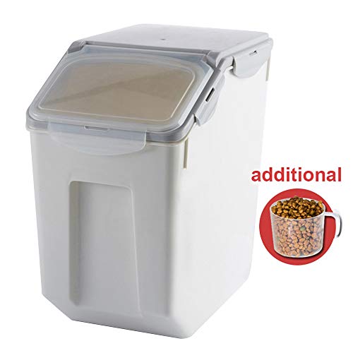 Baffect Contenedor de Alimentos, Caja de Almacenamiento para alimentación Animal, envase de Comida Seca Recipiente de Almacenamiento hermético, Grande 8-10kg, Gris