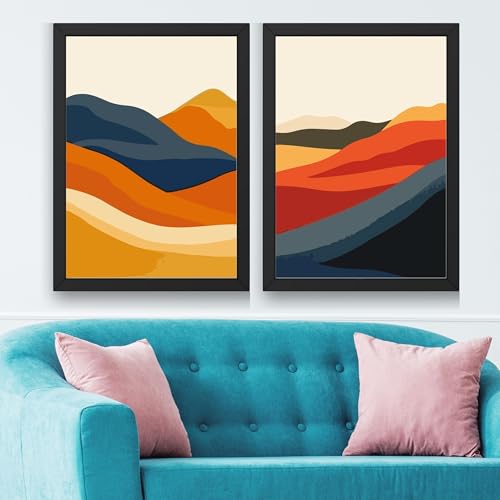 Image of CRAFT QUEST Set of 2 piece of Wall Art poster Frame Painting for Wall Decoration With Acrylic Glass, living room, Home Office, Restraunt (Black, 10 X 13 Inches)