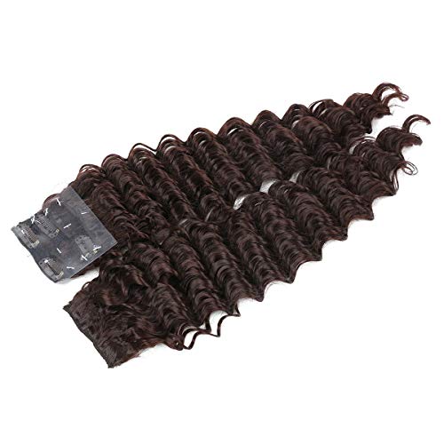 Fashion Line Synthetic Curly Clip In Hair Extensions Double Weft Full Head Heat Resistance Deep Wave Clip In 7 Pieces (24" Deep Wave, 4 Chocolate Brown) #TOP3