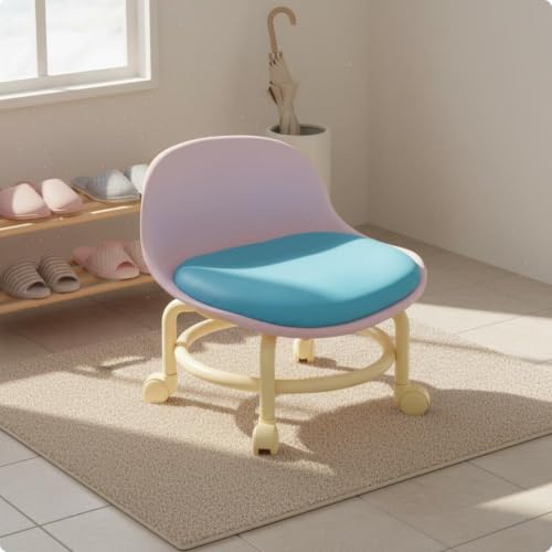 Image of Rolling Stool Wheels Kids Rolling Stool Easy to Move Roller Seat for Entryway, Living Room