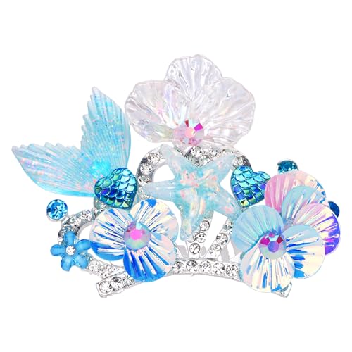 Jaciya Mini tiara com pente de coroa de sereia, decoração de aniversário, linda estrela do mar, aces