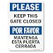 SmartSign Aluminum Sign, Legend "Please Keep this Gate Closed", Bilingual Sign, 14" high x 10" wide, Black/Blue on White