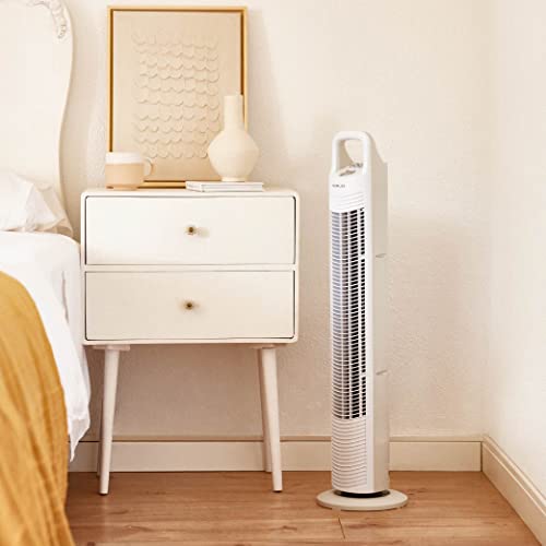 Newlux - Turmventilator ohne Flügel W80 (45W) 3 Geschwindigkeitsstufen, 70° Oszillation und Timer 120min. Standventilator mit Kupfermotor und Transportgriff. Keine Installation (Weiß)