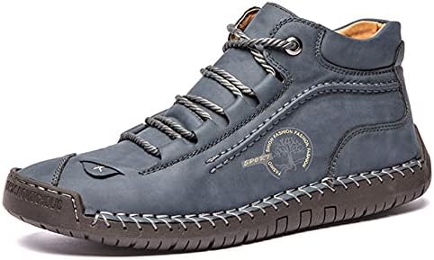 Govicta Mens Leather Ankle Chukka Boots Casual Shoes Loafers Flat Shoes Vintage Hand Stitching Comfort Soft Breathable Lace-up Lightweight Fashionable Flats Oxford Shoes