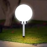 GEEZY Solar Stake Light, Large 30cm Globe, Waterproof Outdoor Garden Lighting, Solar Powered, Automatic Dusk to Dawn, Weatherproof Plastic, Easy Installation, White Mood Ball, Battery Included