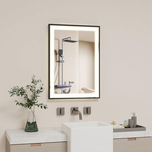 YOURLITE Badspiegel mit Beleuchtung 50x70cm,Badezimmerspiegel mit...