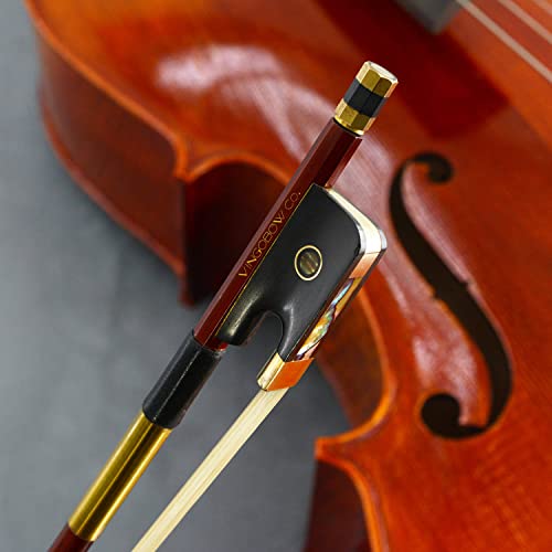 Pernambuco Stick Cello Bow 4/4 Size Vingobow 420C Full 4 4 Concert Level Brass Alloy Fitted Parisian Eyes Ebony Frog Well Balanced Sweet Sound Natural Horse Hair For Porfessional Player #TOP6