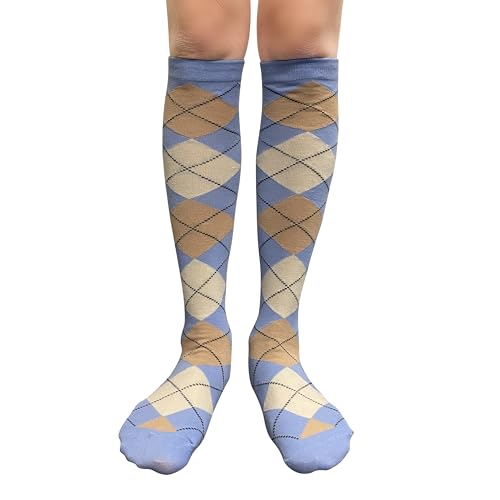 Image of Couver Women's Argyle Knee High Socks - Soft Acrylic Over the Calf Tube Style Socks for Casual Athletic - One Size