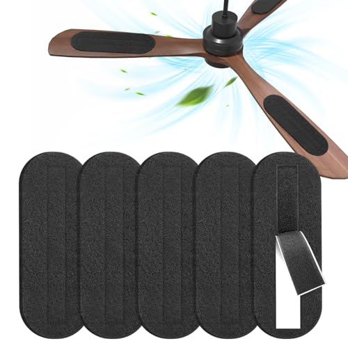 2026 Upgrade 5pcs Ceiling Fan Filters for Blades Easy-Stick Strong Fixity Activated Coconut Carbon Fan Filter for Ceiling Fan, Universal Fan Blade Air Fresh Purifier Cat Litter Box Filter, Black