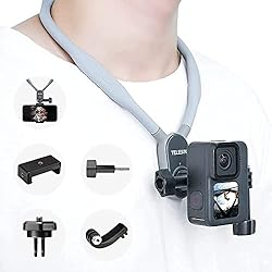 Soporte Cuello Gopro TELESIN Soporte Magnético Selfies de Cuello con Clip para Teléfono y Montaje Vertical, Collar de Vlog de Video Manos Libres, Correa de Cuello, para GoPro MAX Hero Insta360 dji Action iPhone Android