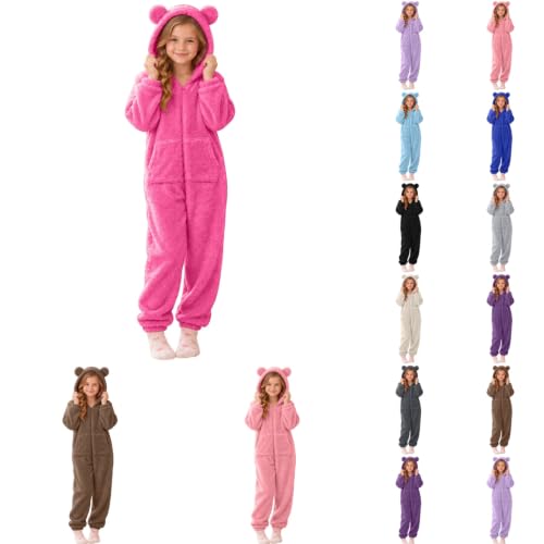 Girls Zip Up Hooded Romper Fleece Long Sleeve With Ears Jumpsuit Soft Warm | Girls Zip Up Hooded Romper With Pockets，2026 Winter Outfits，Fleece Long Sleeve With Ears，Jumpsuit Soft Warm，Cute，Trendy - image 1