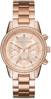 Michael Kors Women's Watch RITZ, 37 mm case size, Quartz Chronograph movement, Stainless Steel strap
