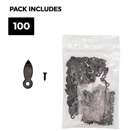 Image of Picture Frame Backing Clips Black 5 /8 inch with Screws Small Size 100 Pack - Retaining Clips for Picture Frames - Flat Turnbuttons 100 Tabs and 100 Screws