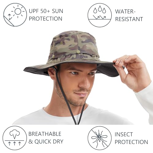 Image of BASSDASH UPF 50+ Mosquito Sun Hat with Hidden Head Net and Neck Flap for Men Women Outdoor Fishing Hiking Camping
