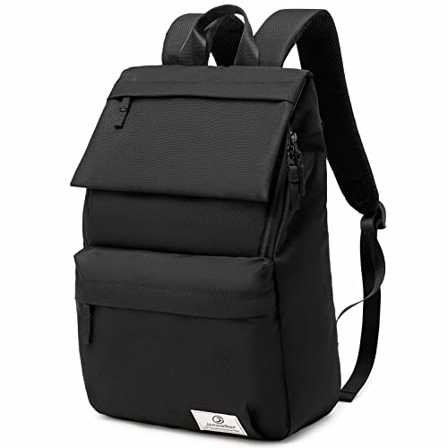 Janwalker Backpack for Men and Women Slim Travel Laptop Backpacks with Laptop Compartment/Luggage Strap, Water Resistant Work Computer Back Pack 15.6 Inch & Anti-Theft Casual Daypacks, Black