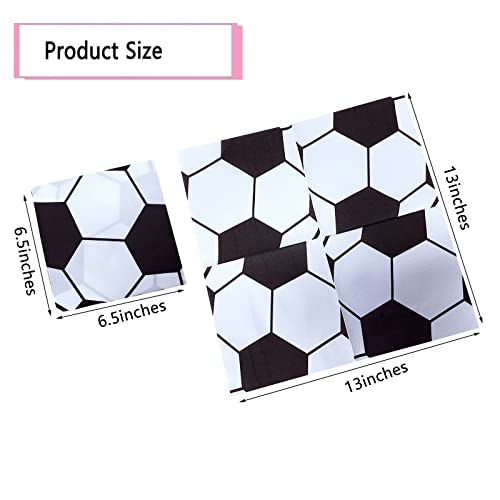 Changcao 40Pcs White Soccer Ball Paper Napkins Football Theme Party Football Party Napkin Children's Party Napkin Disposable Party Napkins #TOP3
