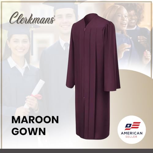 Image of CLERKMANS Unisex Adult Matte Graduation Gown, Choir Robe