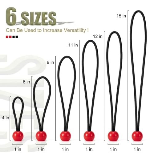 30 Pack Ball Bungee Cord, Heavy Duty Bungie Cord Balls (9",Black/Red) by Aegero - Used condition - Image 2